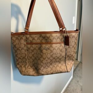 Coach Tan and Brown Signature Tote